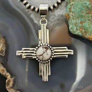 Sterling Silver Southwestern Style Round Wild Horse Unisex Zia Pendant #4